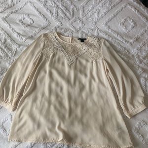 Cream Blouse with Collar Detailing